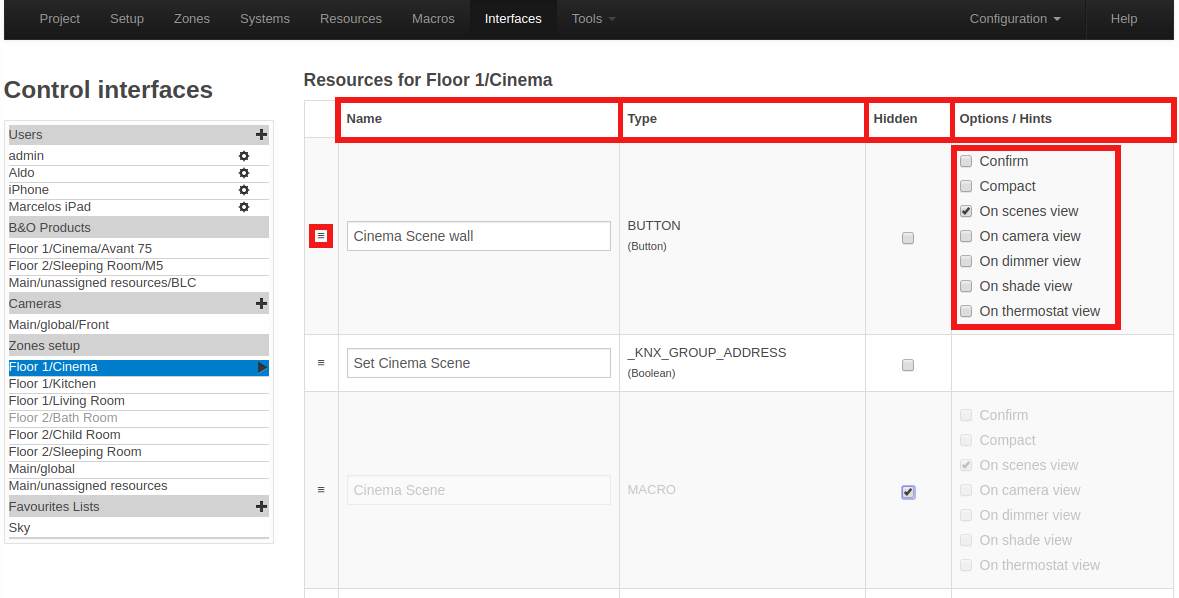 Interfaces Zones setup