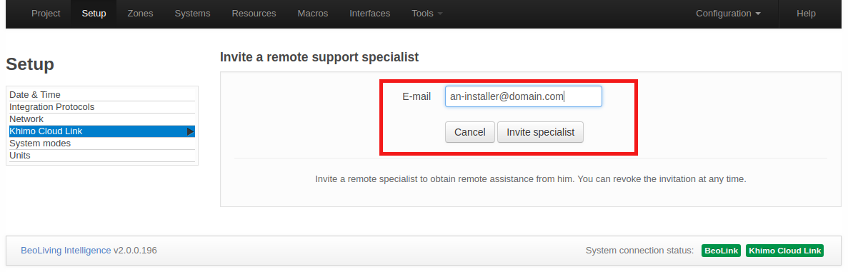 Remote support specialist invitation